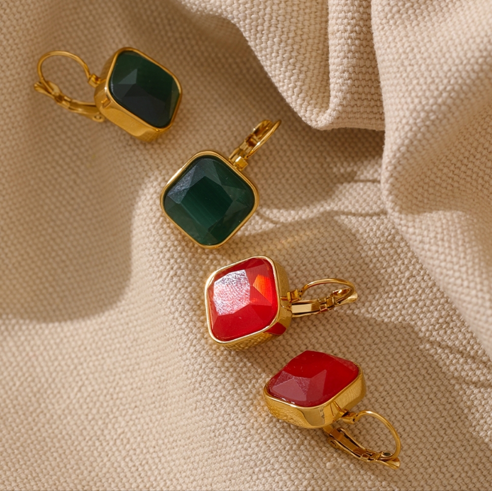 Charm Vintage Green Opal Earrings